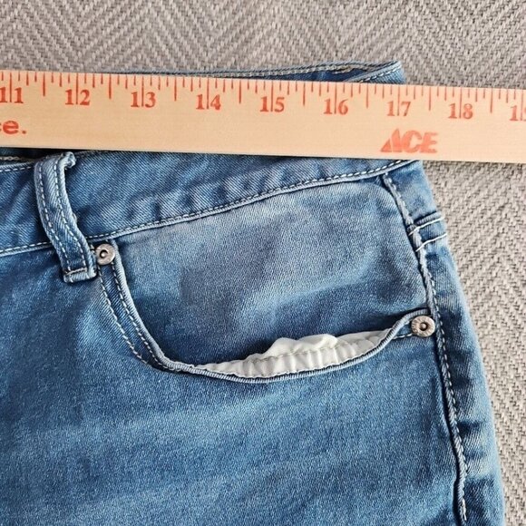 Ashley Stewart Jeans Size 14 Medium Wash Rhinestone Raw Edge Bootcut Leg 147502 - Picture 14 of 16